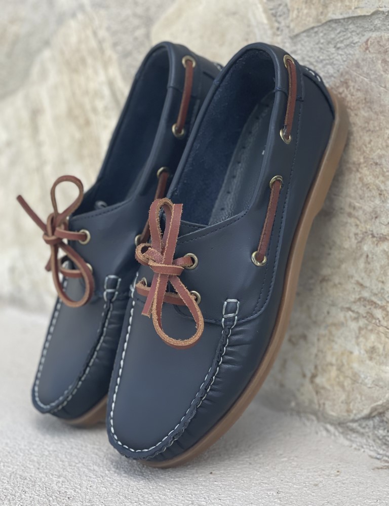 Ανδρικά μπλε δερμάτινα Boat παπούτσια HG175540B φωτογραφία